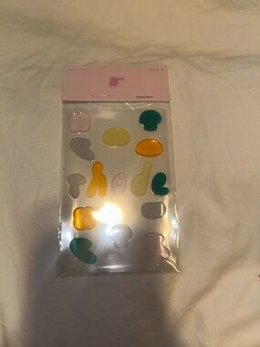 Rhode Abstract Clear Phone/car Stickers — Pink, Yellow, Teal, Orange, Gray